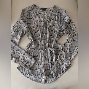 EXPRESS Snake Skin Print Portofino Blouse Top